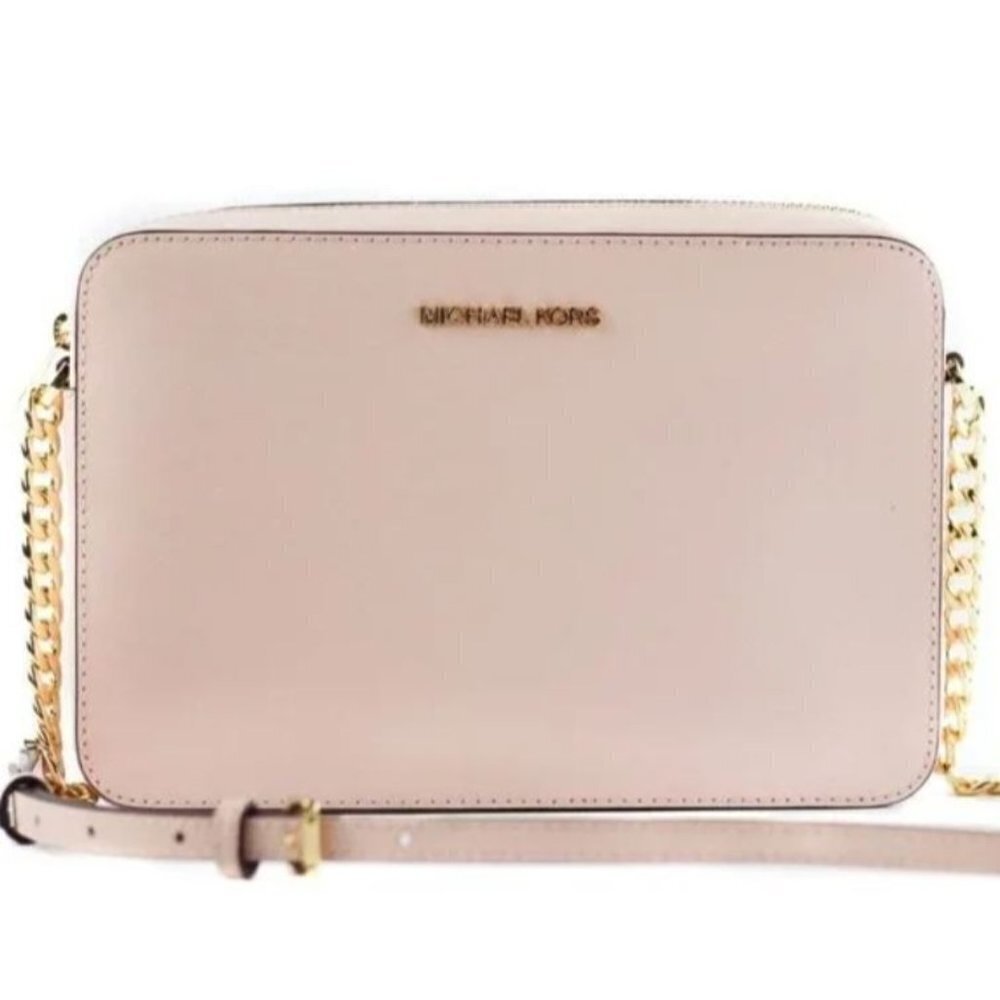 Michael Kors Blush Pink Jet Set Large Crossbody Bag East West Leather Purse